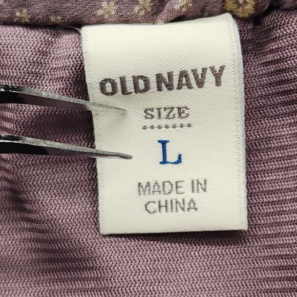 Old Navy Skirt Women L Purple Mauve Ditsy Floral Ruffled Drawstring Chiffon Mini - Picture 3 of 8